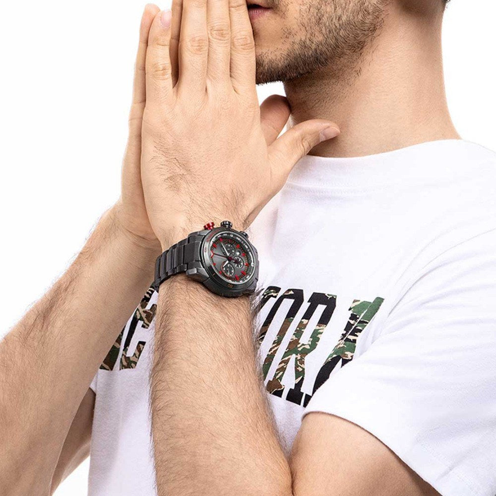 Man Watch Stainless Steel Analog 48mm Calendar Sapphire Mirror Luminous