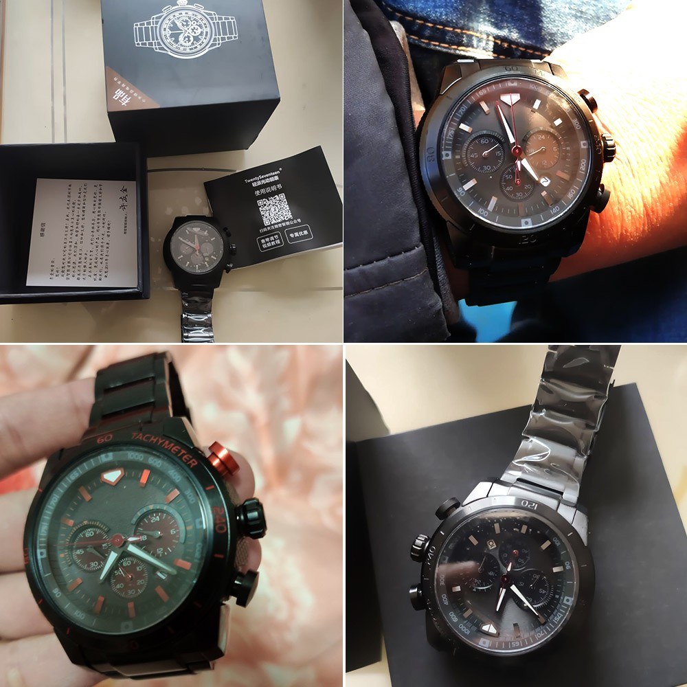 Man Watch Stainless Steel Analog 48mm Calendar Sapphire Mirror Luminous