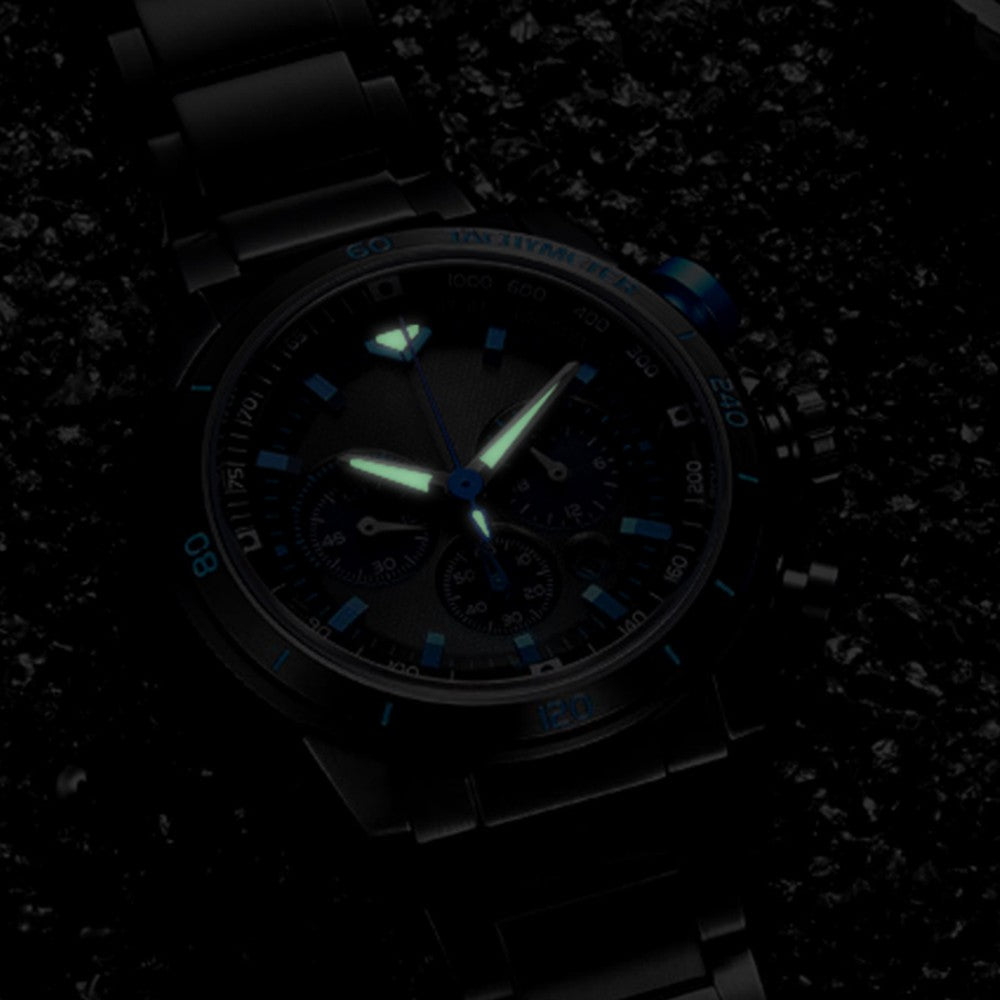 Man Watch Stainless Steel Analog 48mm Calendar Sapphire Mirror Luminous