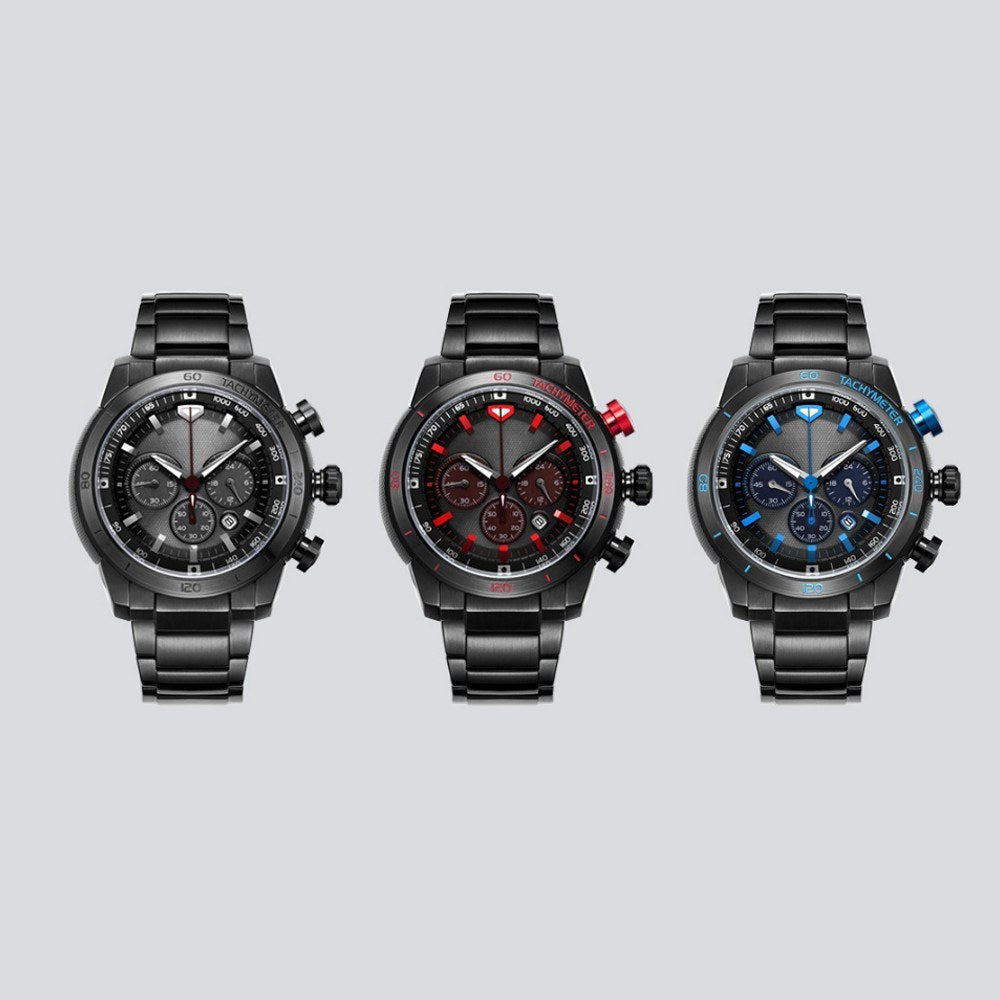Man Watch Stainless Steel Analog 48mm Calendar Sapphire Mirror Luminous