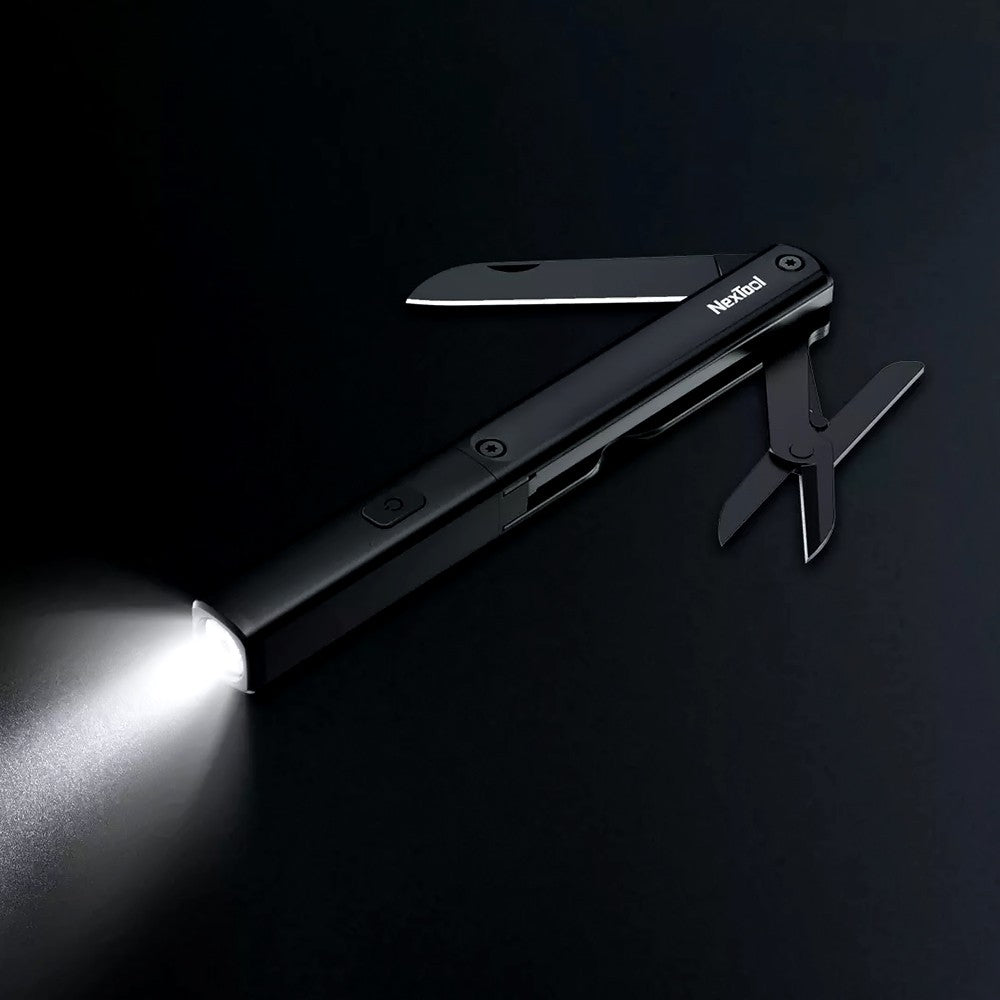 Multifunctional Pen Tools 3-IN-1 Flashlight Knife Scissors USB Rechargeable IPX4