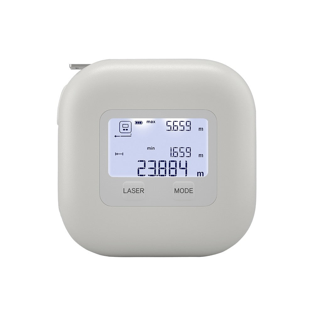 Laser Tape Measure 2-in-1 Laser Measurement 25M Laser Range Finder USB Rechargeable Backlit Display