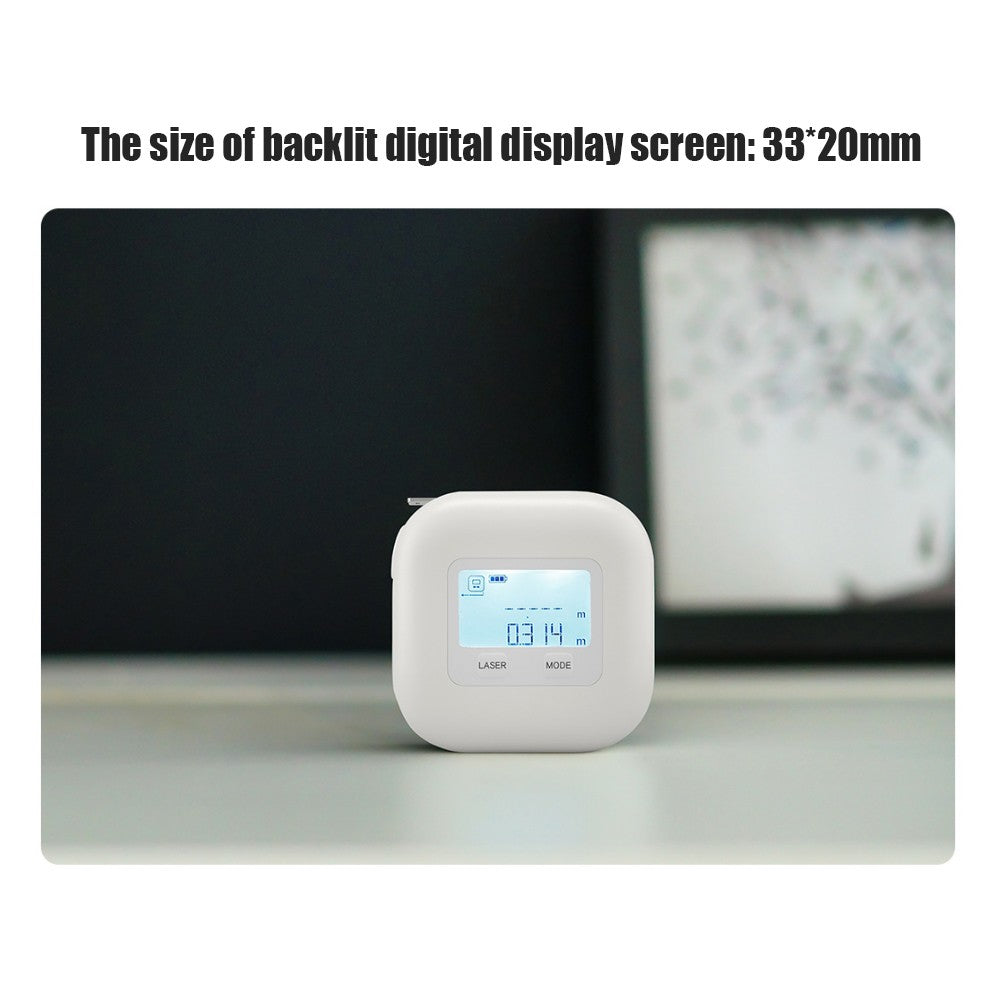 Laser Tape Measure 2-in-1 Laser Measurement 25M Laser Range Finder USB Rechargeable Backlit Display