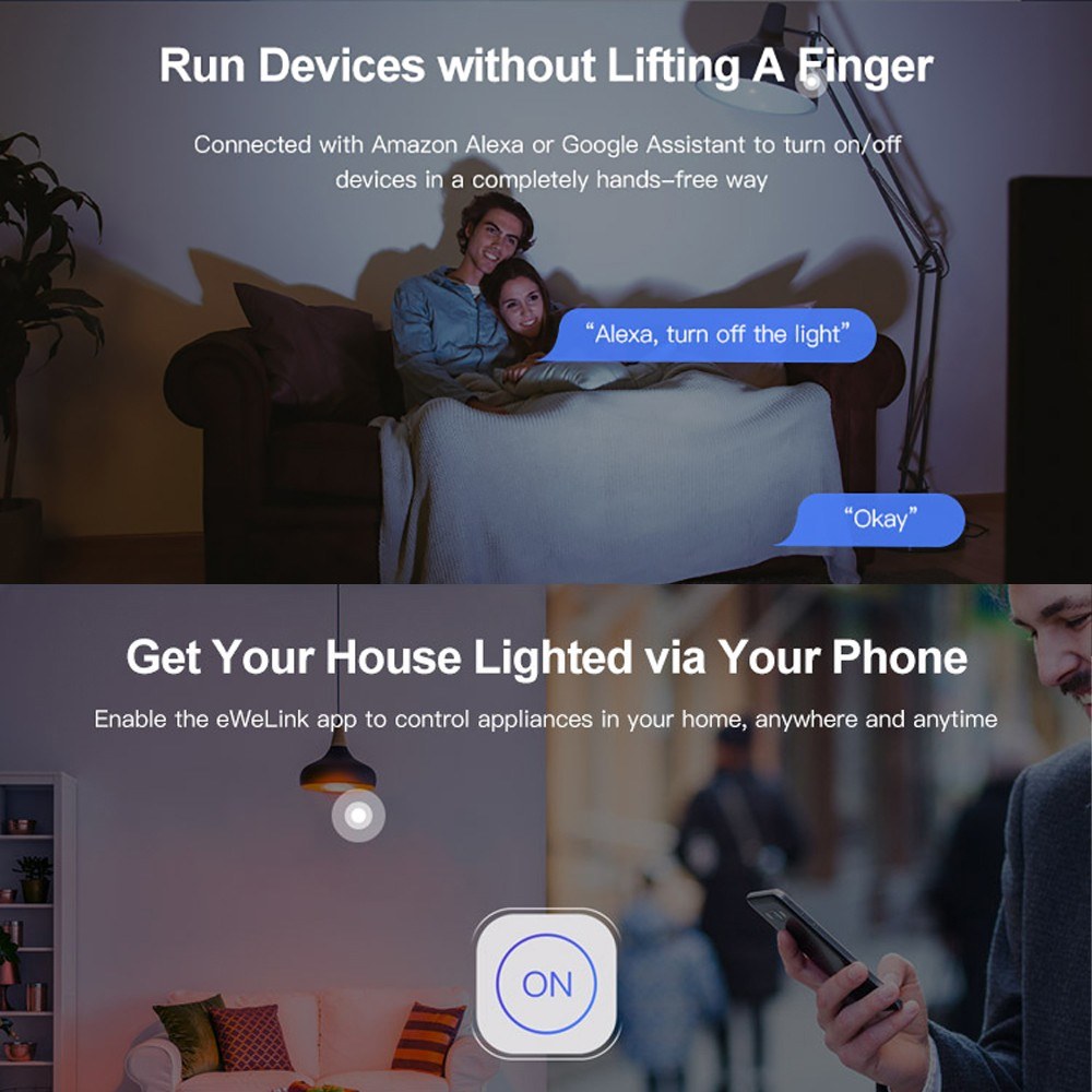 MINI WiFi DIY Smart Switch Remote Control Two Way External Switch Work With Alexa Google Home
