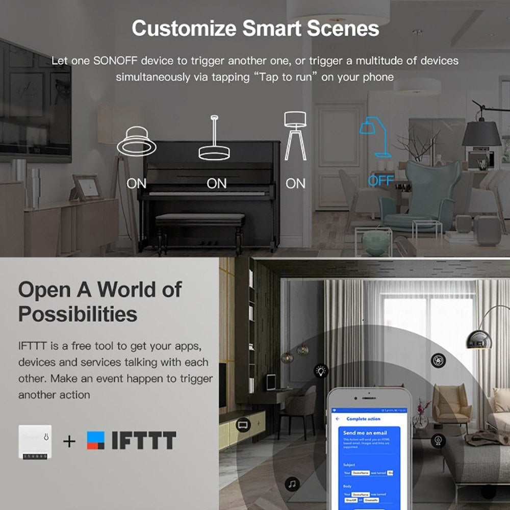 MINI WiFi DIY Smart Switch Remote Control Two Way External Switch Work With Alexa Google Home