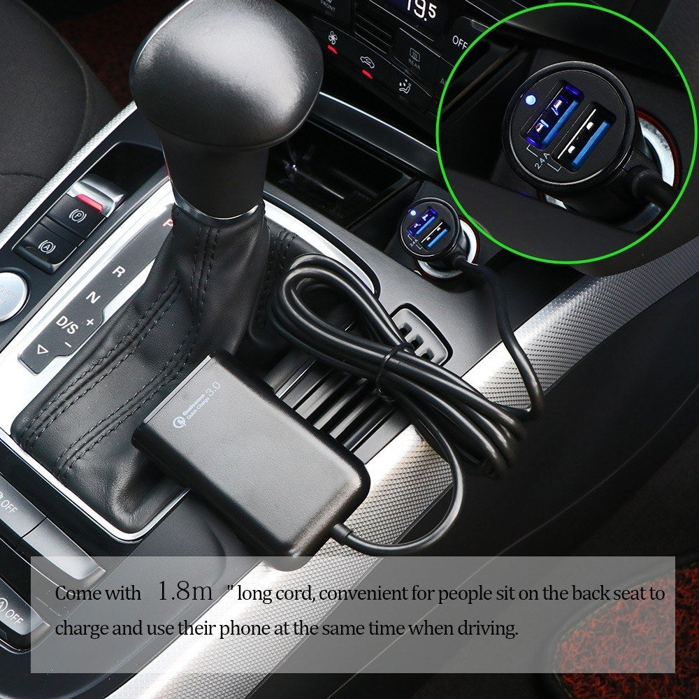Car Charger 4 In 1 Fast Charger 4 USB Ports 36W 8A Front and Rear Car Fast Charging