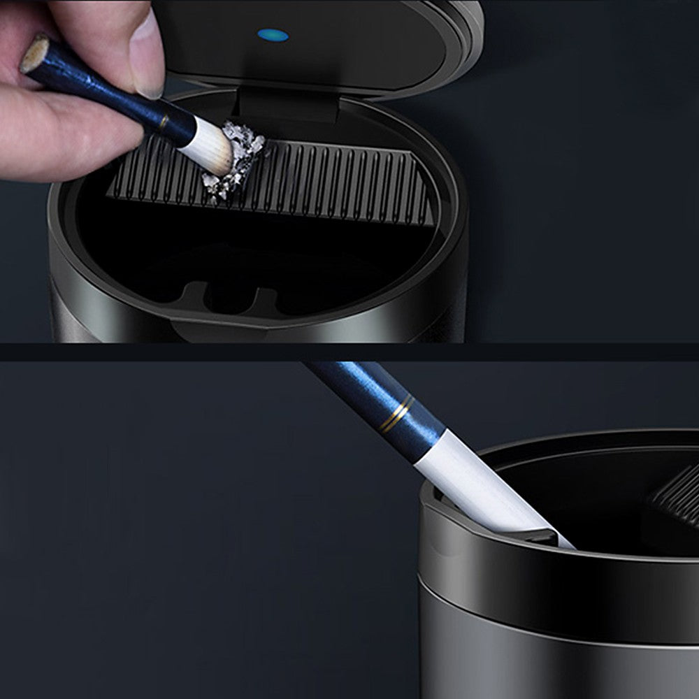 Car Ashtray LED Light Portable Aluminum Cup Smokeless