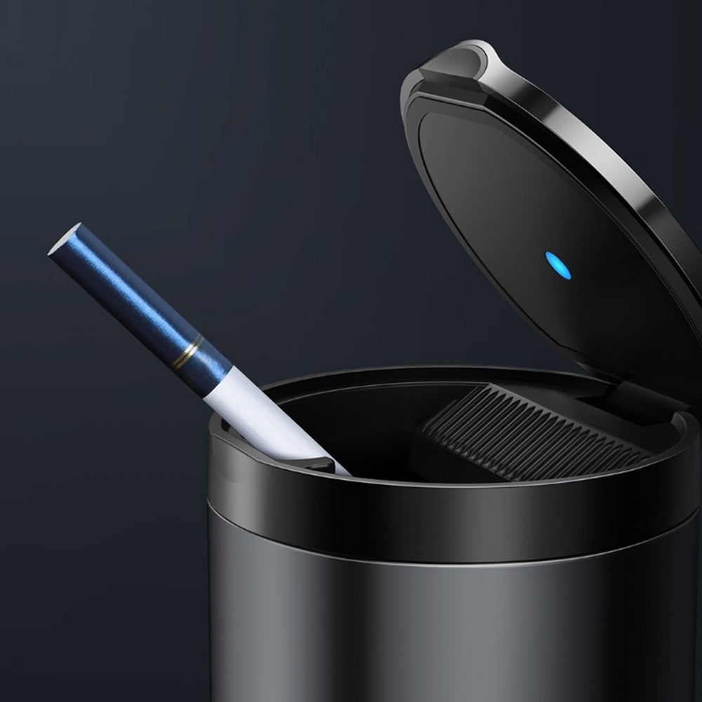 Car Ashtray LED Light Portable Aluminum Cup Smokeless