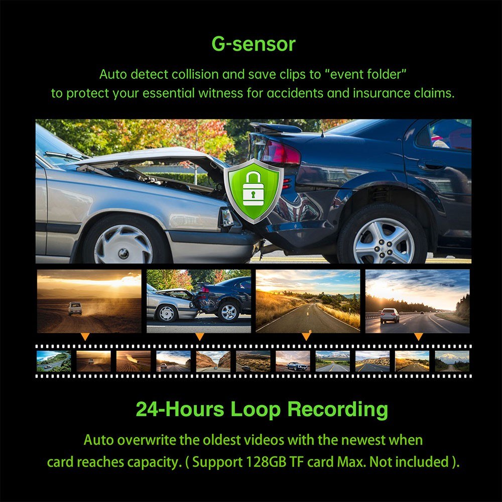 Vehicles Driving Recorder Built-in GPS Super Night Vision 1600P Motion Detection