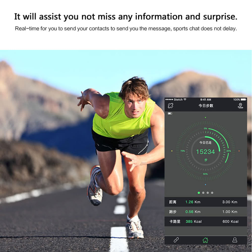 Smart BT Sport Watch Wristband 0.69" OLED Call Notification Pedometer Alarm etc