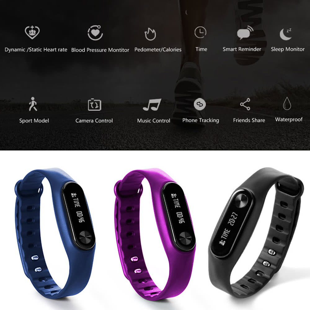 Smart BT Sport Watch Wristband 0.69" OLED Call Notification Pedometer Alarm etc