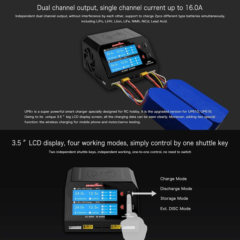 ULTRA POWER UP6+ Balance Charger Discharger AC 2x150W DC 2x300W 2x16A Dual Channel