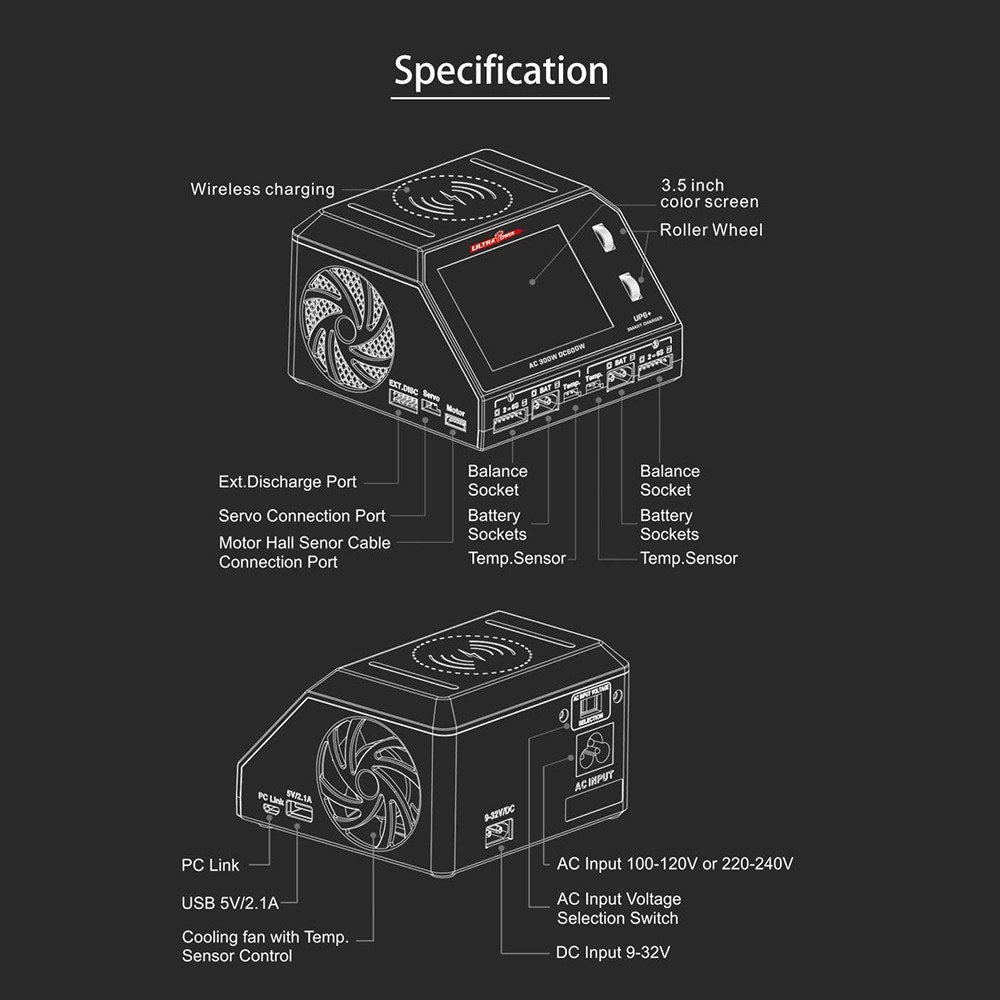 ULTRA POWER UP6+ Balance Charger Discharger AC 2x150W DC 2x300W 2x16A Dual Channel