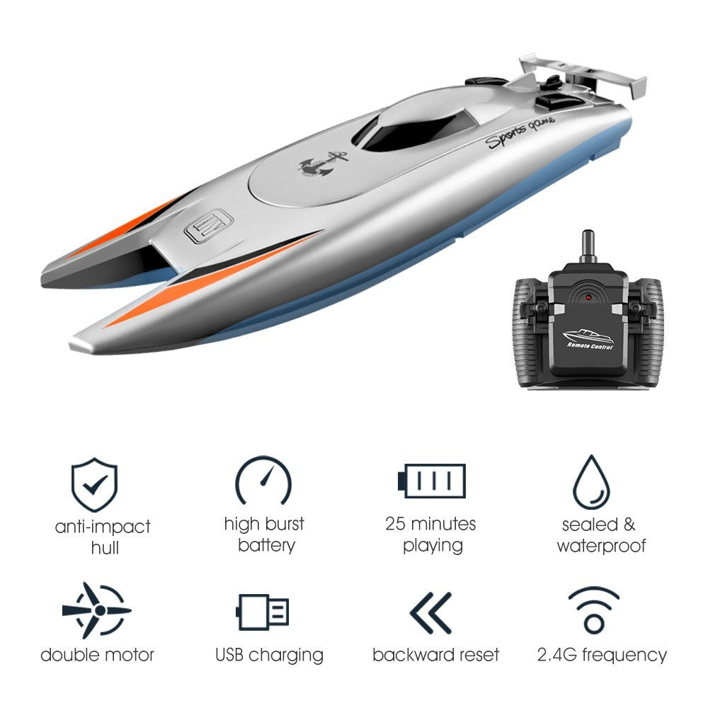 25KM/H High Speed Racing Boat 2 Channels Remote Control Boats for Pools