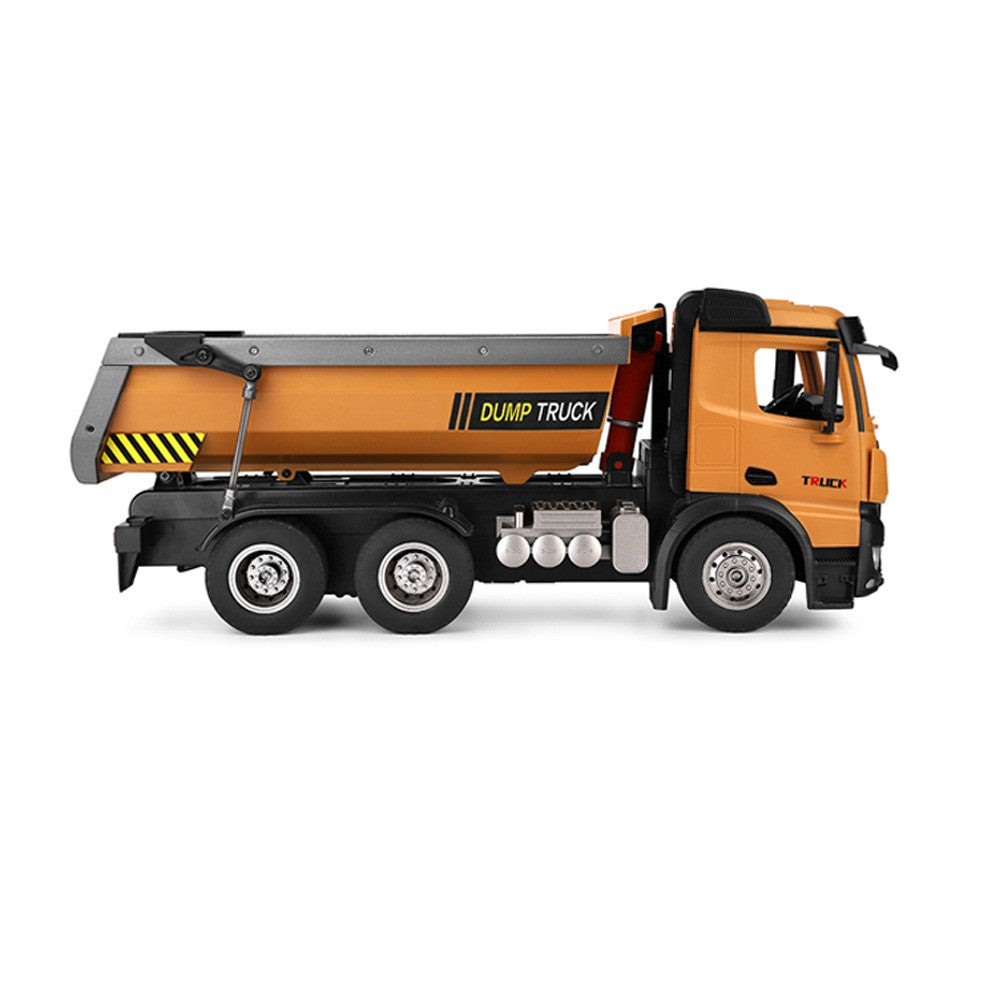 2.4Ghz 1/14 Scale RC Dump Truck Construction Vehicle Toy with LED Lights and Simulation Sound for Kids