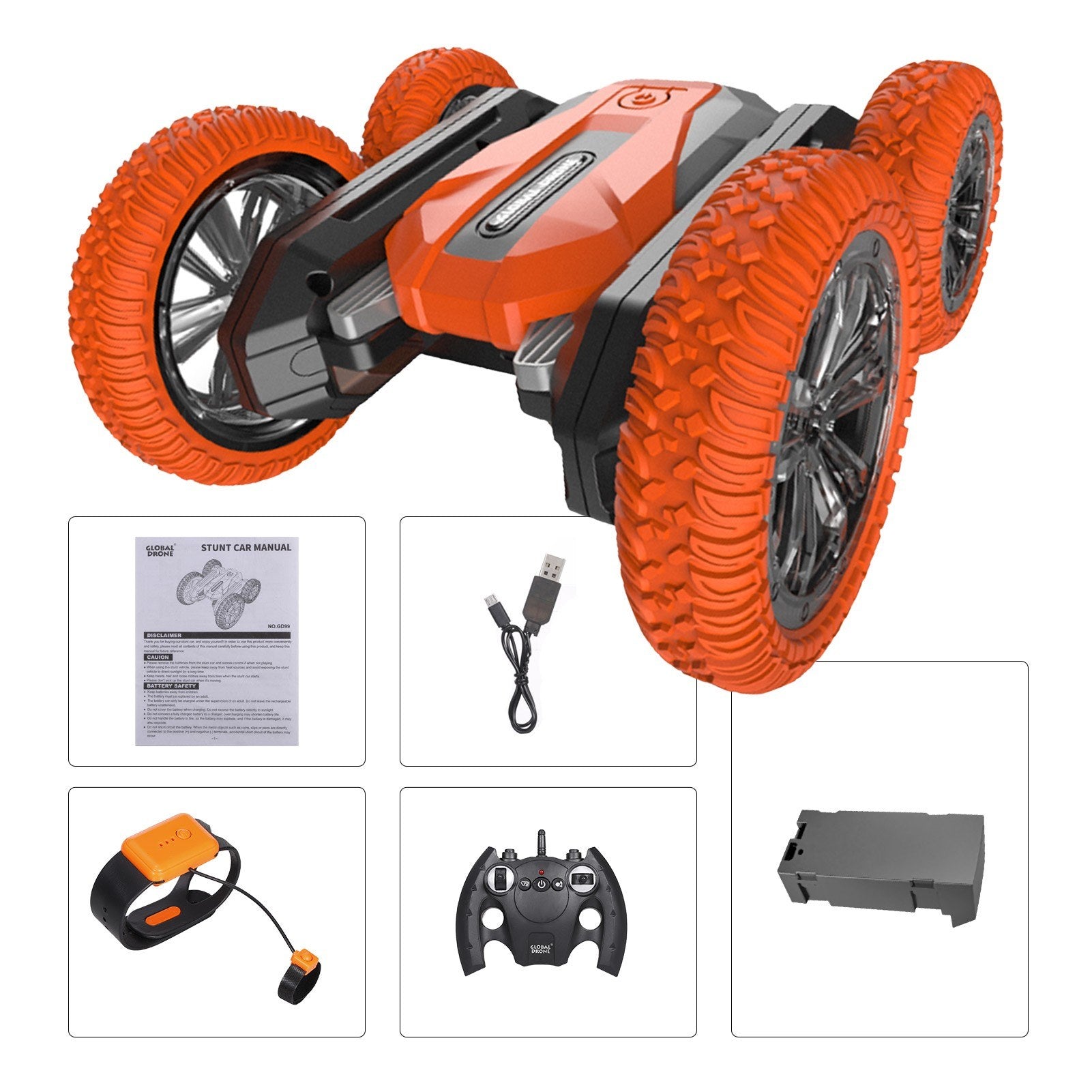 2.4G RC Stunt Car 360° Rotation Double-sided Driving with LED Light and Music Crawler
