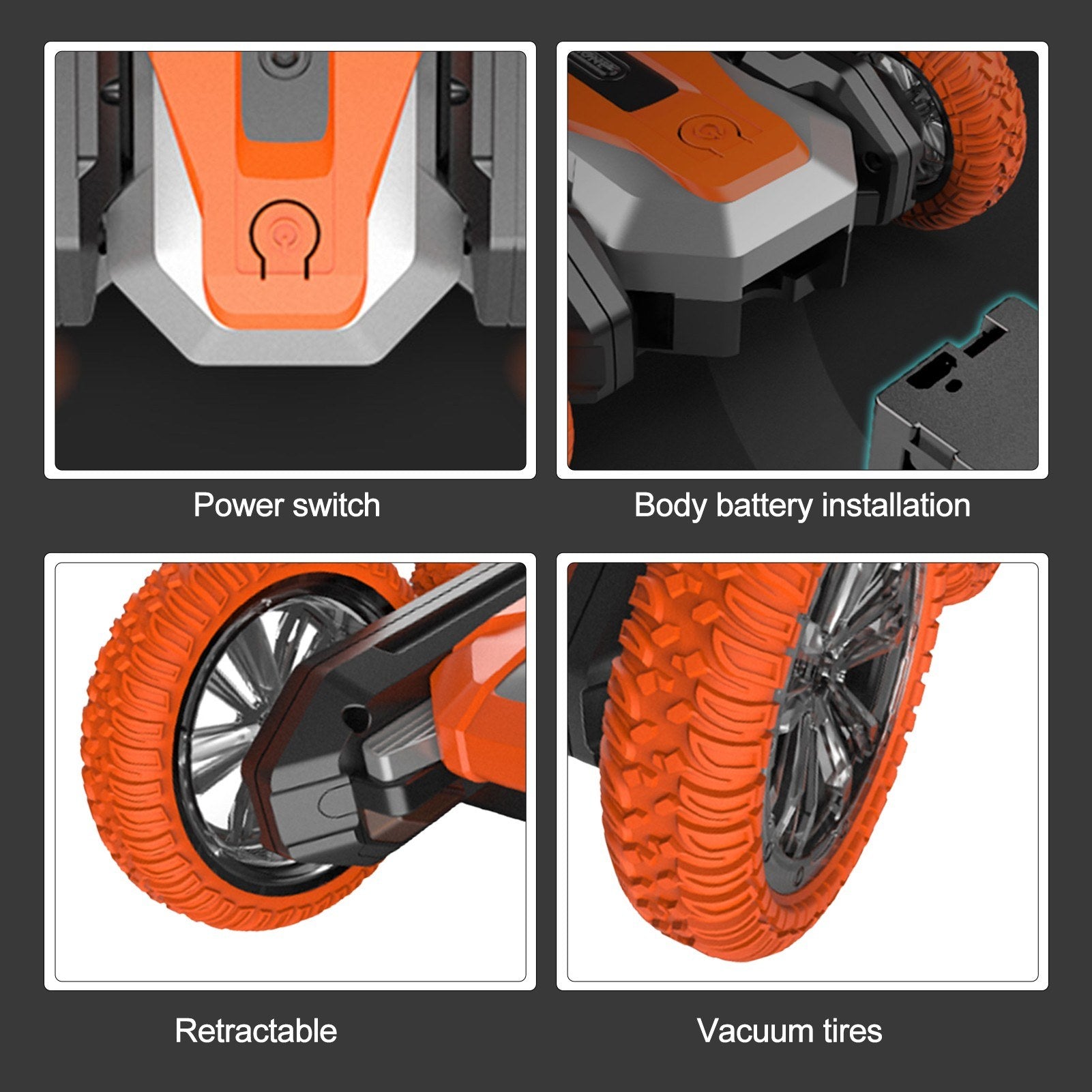 2.4G RC Stunt Car 360° Rotation Double-sided Driving with LED Light and Music Crawler