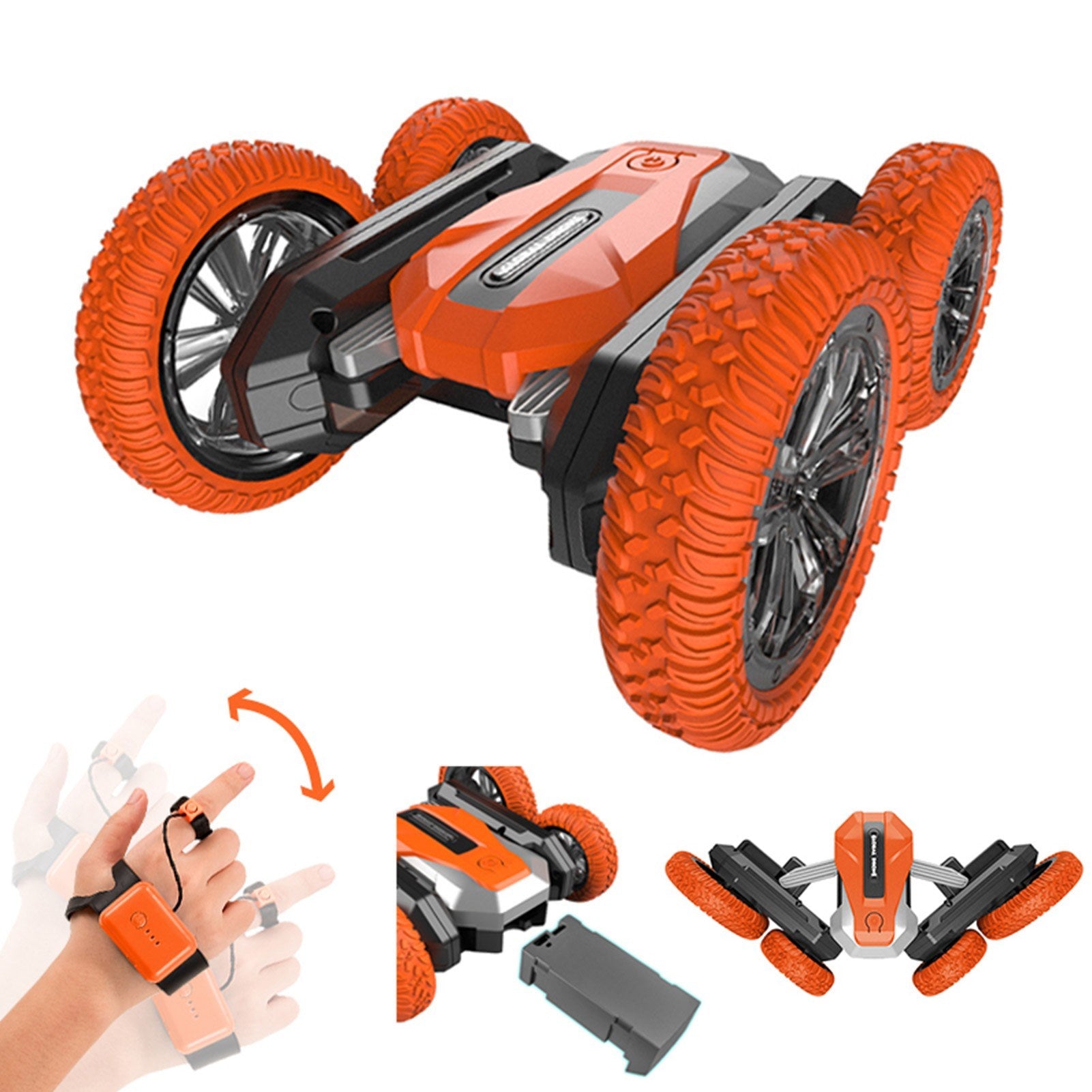 2.4G RC Stunt Car 360° Rotation Double-sided Driving with LED Light and Music Crawler