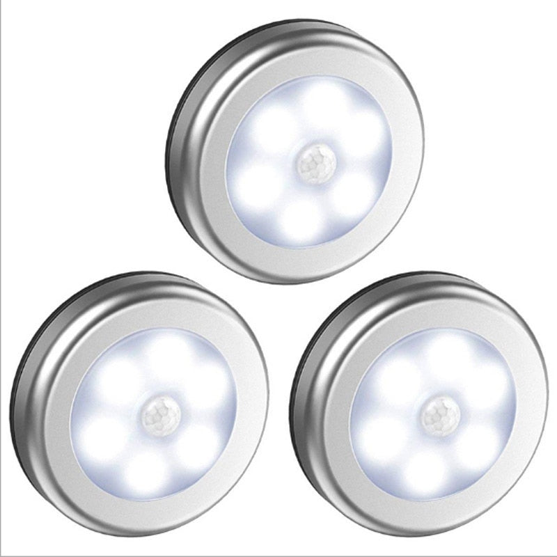 Wireless Round Motion Sensor LED Night Light Battery Powered Cabinet Night Lamp Bedside Lights For Bedroom Home Closet Lighting