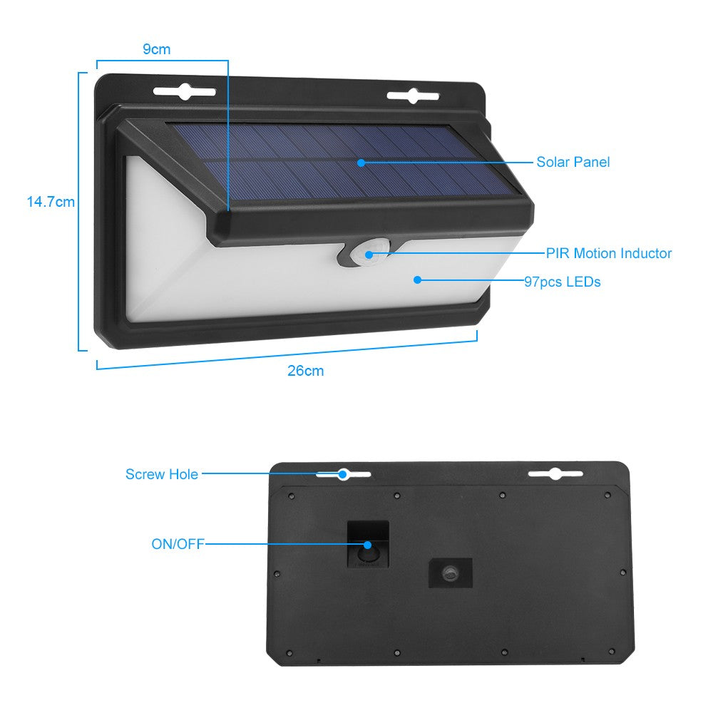 Waterproof Solar Powered PIR Motion Sensor Wall Lights