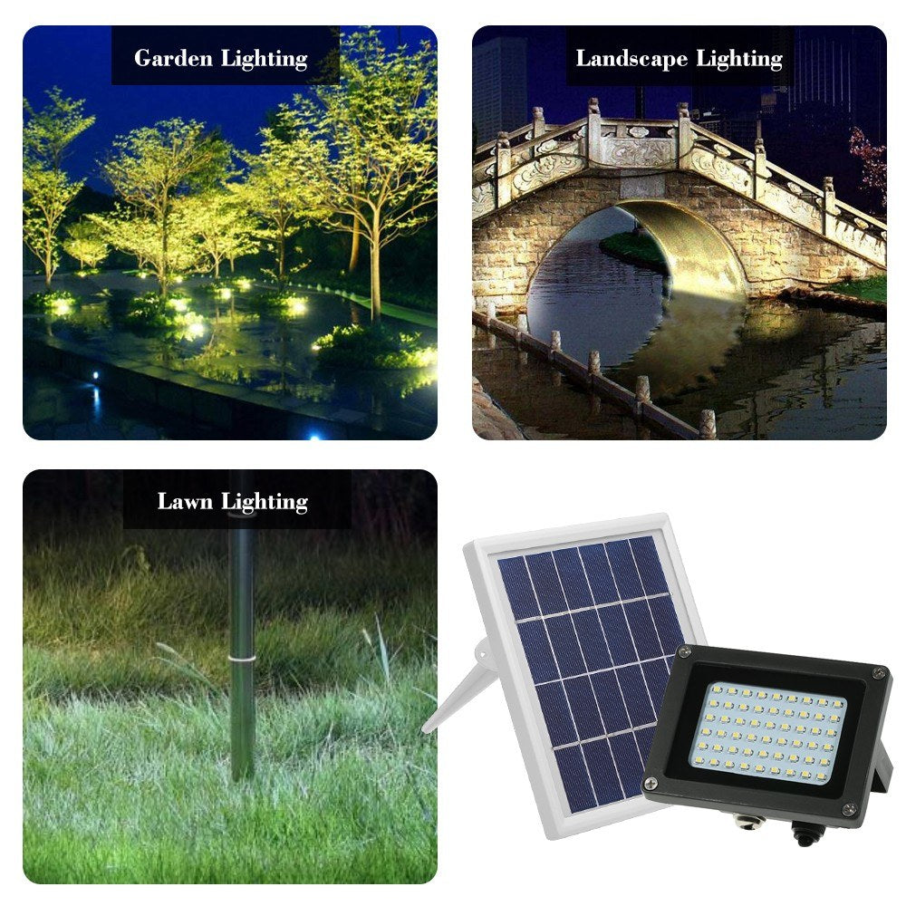 Solar Powered Floodlight 54 LED IP65 Waterproof Lights Outdoor Security with Bracket