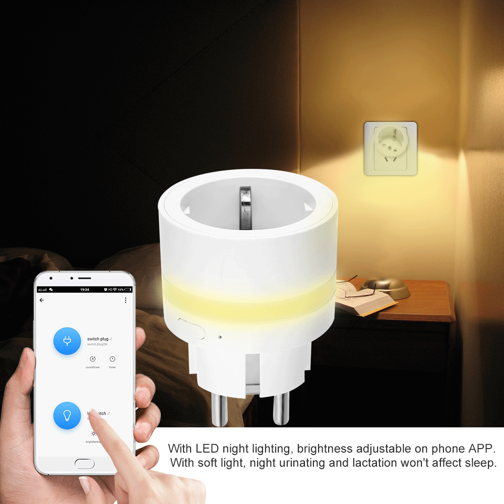 Smart WIFI Plug with LED Night Lighting Support Phone APP Remote Connection / Timing Function Real Time