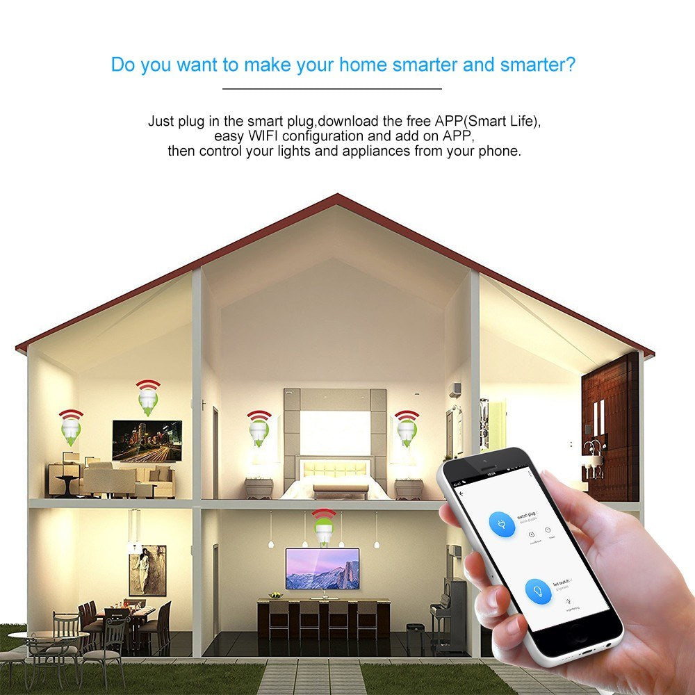 Smart WIFI Plug with LED Night Lighting Support Phone APP Remote Connection / Timing Function Real Time