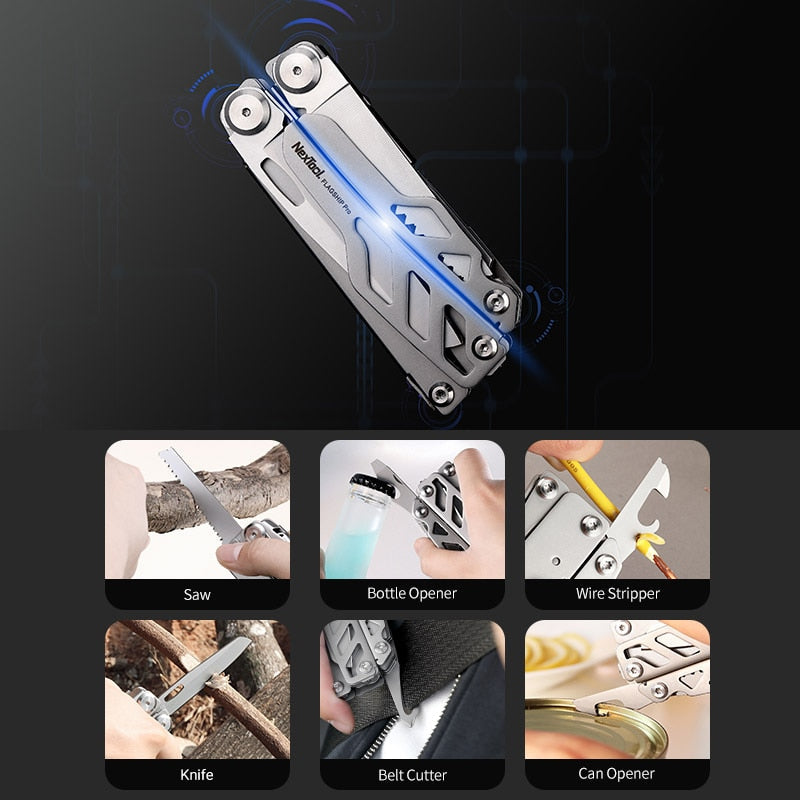 Folding Blade Knife Outdoor Tools Hand Set 16 IN 1 Multi-Tool Pliers Screwdrivers Can Opener Camping