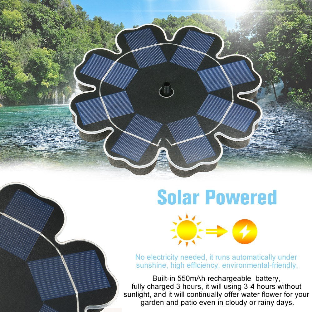 Solar Power Fountain Flower-shape Panel Energy-saving Water Pump 195mm/7.68"
