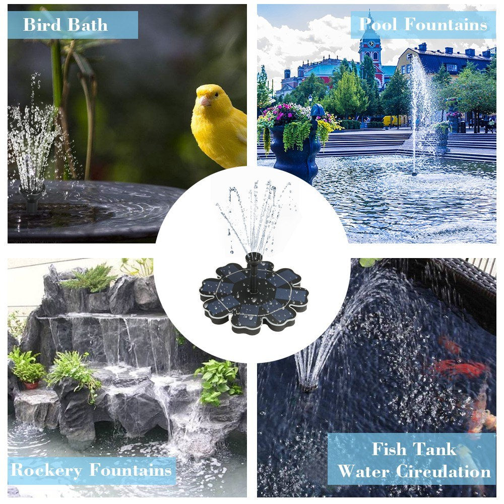 Solar Power Fountain Flower-shape Panel Energy-saving Water Pump 195mm/7.68"