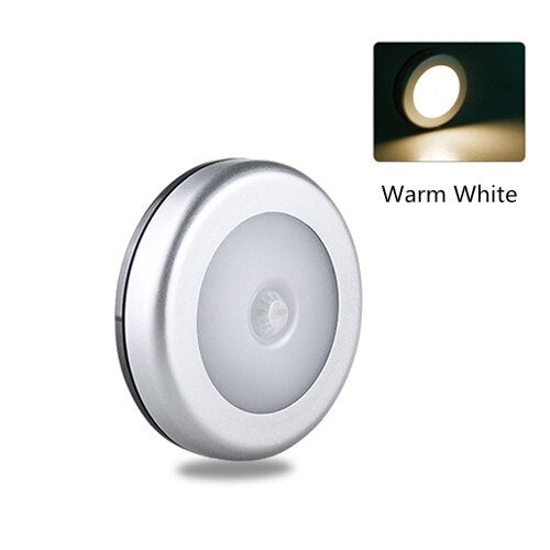 Wireless Round Motion Sensor LED Night Light Battery Powered Cabinet Night Lamp Bedside Lights For Bedroom Home Closet Lighting