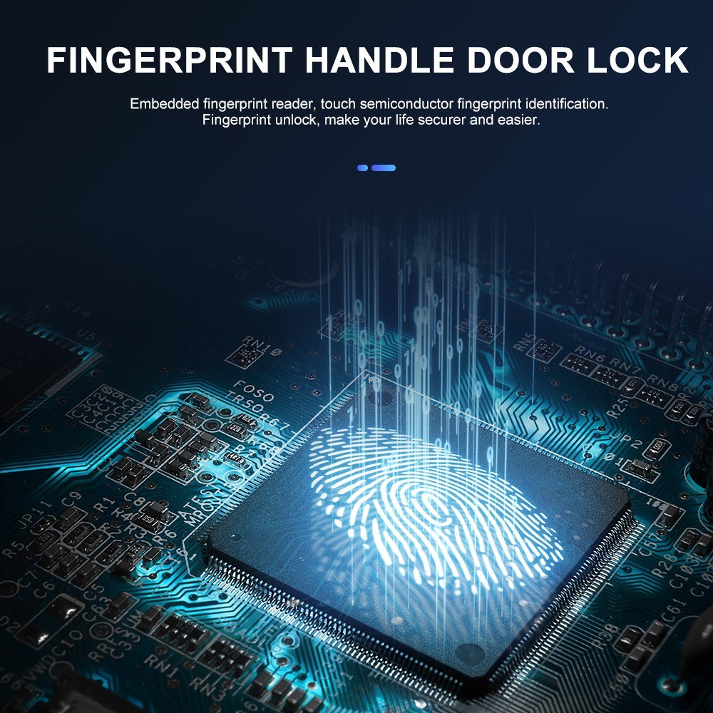 Smart Fingerprint Handle Lock Electric Door Cordless Security Zinc Alloy Suitable for Left & Right
