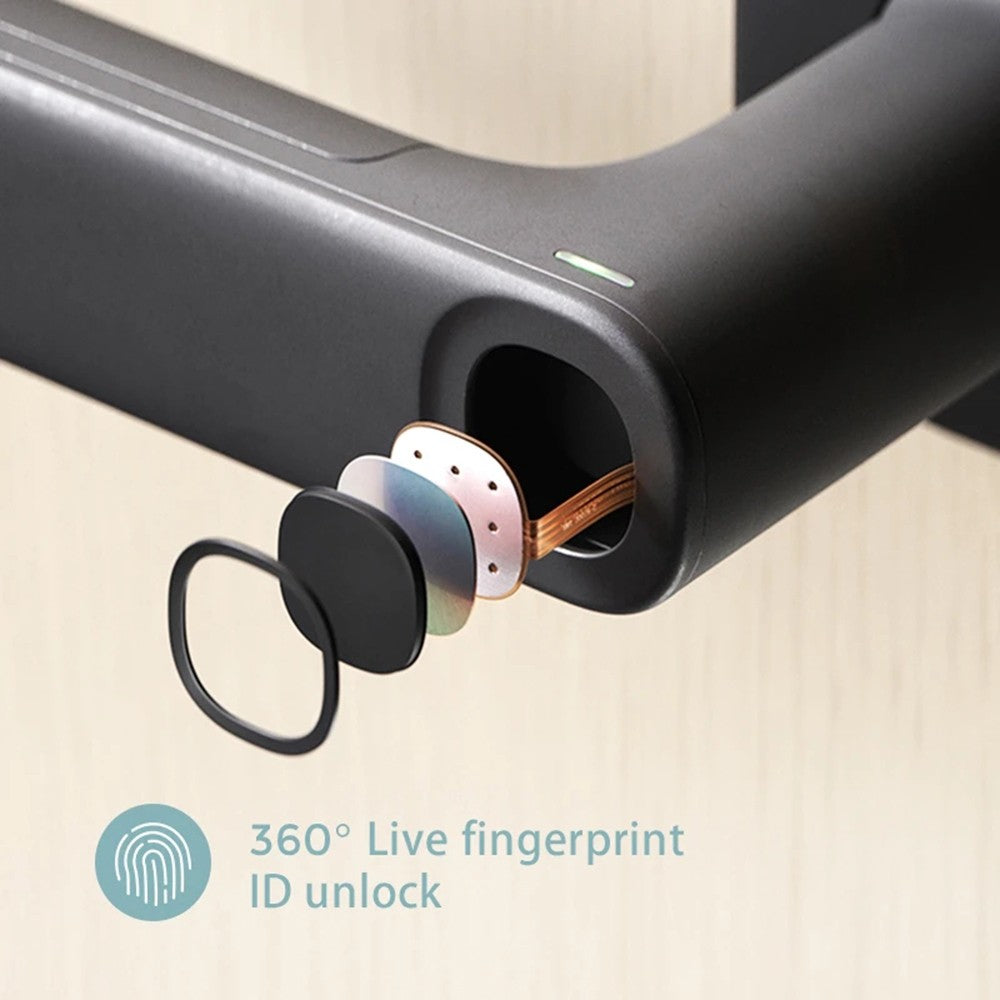 Smart Fingerprint Handle Lock Electric Door Cordless Security Zinc Alloy Suitable for Left & Right