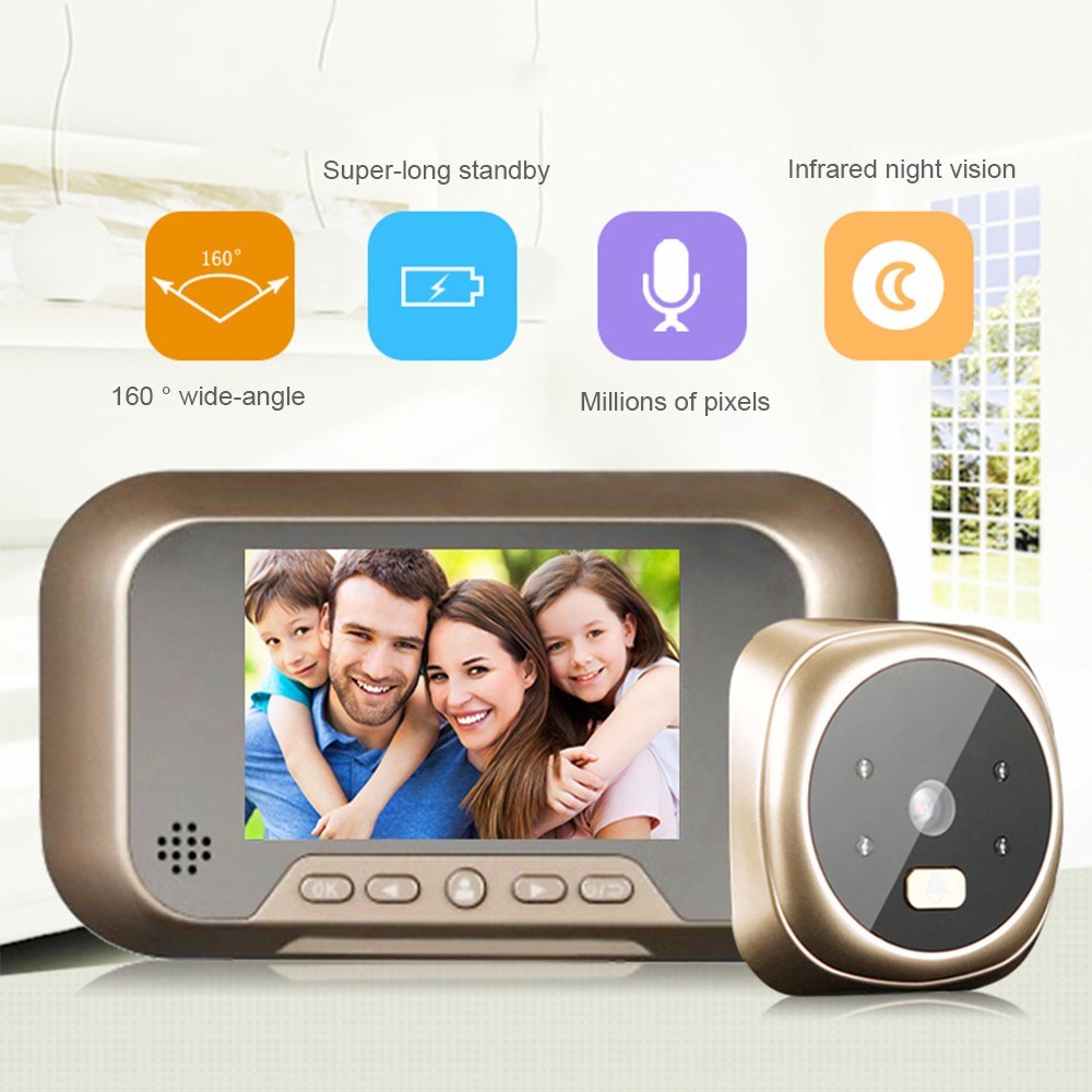 3.0'' Digital Door Viewer Smart LCD Peephole Camera HD Monitor with Night Vision Wide View Angle for Home Security