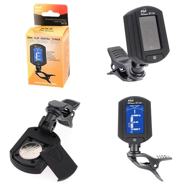 Digital Electronics Mini Clip On Guitar Bass Violin Tuner