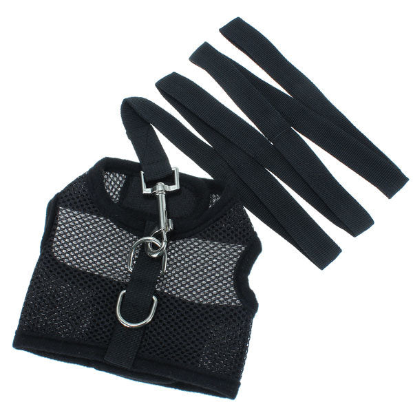 Casual Pet Safety Leash With Mesh Girth Harness Vest