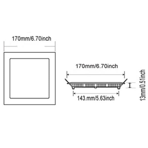 Dimmable 12W Square Ultra Thin Ceiling Energy-Saving LED Panel Light
