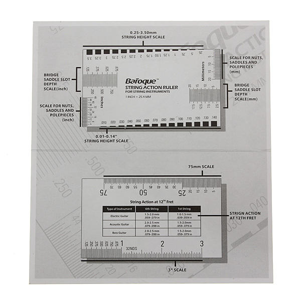 Guitar String Action Gauge Measuring Ruler Bass Luthier Tool