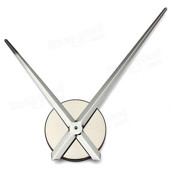 Big Large DIY Frameless Wall Clock Kit 3D Mirror Decoration Silver