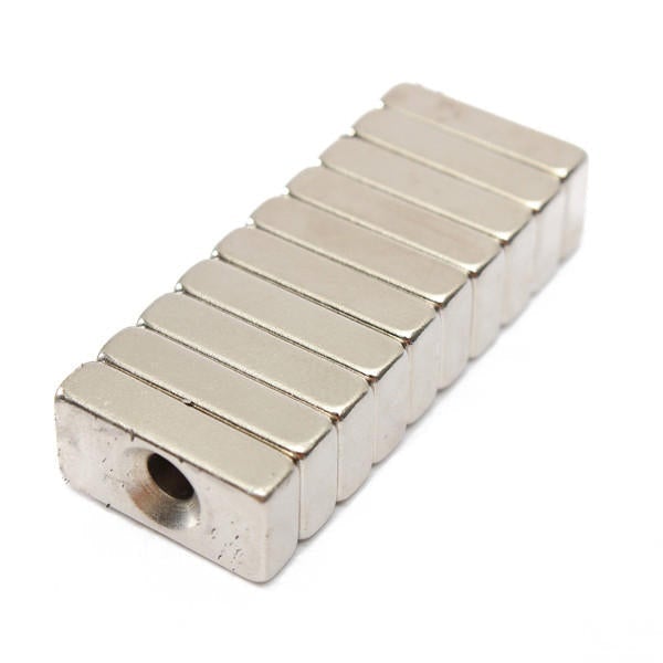 10pcs Block Magnets 20x10x5mm Hole 4mm Rare Earth Neodymium N5 Magnetic Toys