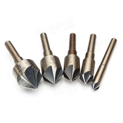 5pcs Imperial 5 Flutes 82 Degree Countersink Drill Chamfer Cutter Bit