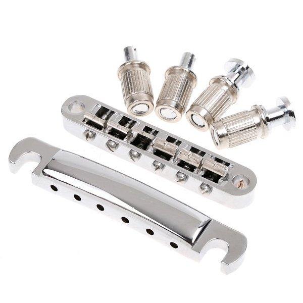 Electric Guitar Ponticello Tailpiece Bridge Full Set Sliver