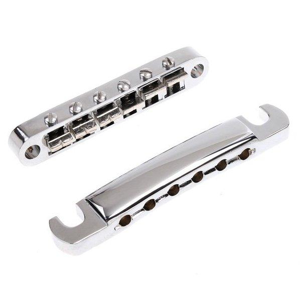 Electric Guitar Ponticello Tailpiece Bridge Full Set Sliver