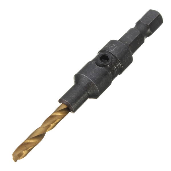 5pcs Titanium Coated Countersunk Drill Bit Set 1/4 Inch Hex Shank Quick Change Woodworking