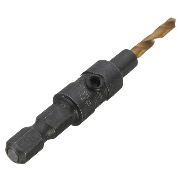 5pcs Titanium Coated Countersunk Drill Bit Set 1/4 Inch Hex Shank Quick Change Woodworking