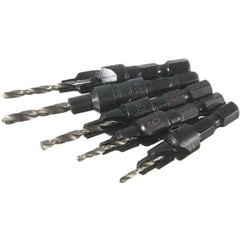 5pcs Hss Countersink Drill Cone Bit Set Quick Change Hex Shank Woodworking Screw Reamer