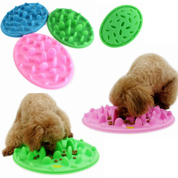 Dog Cat Slow Eating Feeder Anti Choke Pets Bowl Feed Dish Puppy Silicone Gulp
