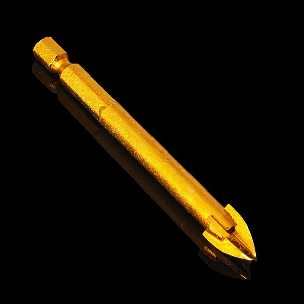 6mm Shank Titanium Carbide Glass Drill Bit Cross Spear Point Head
