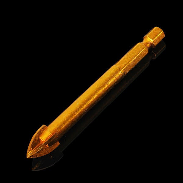 6mm Shank Titanium Carbide Glass Drill Bit Cross Spear Point Head
