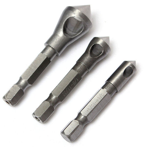 3pcs Countersink Deburring Drill Bits Chamferring Tapper Hole Cutter